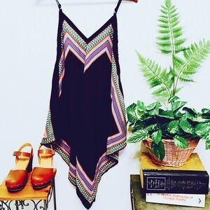 Lily White Black Asymmetrical Dress with Multicolor Accents